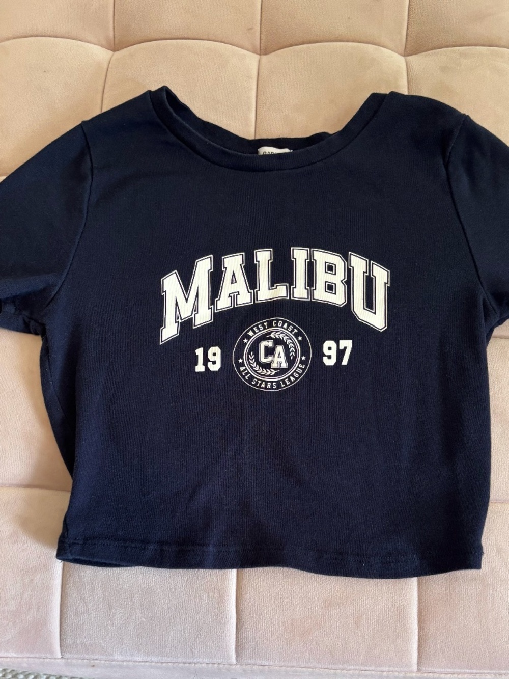 Garage Cropped T shirt - Navy Blue - S